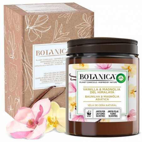 Botanica by Air Wick Vela XL aromática de cera natural, aroma Vainilla y Magnolia del Himalaya - 500g