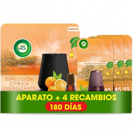 Air Wick Ambientador Essential Mist Difusor Aroma Cítrico 1 Aparato + 4 Recambios