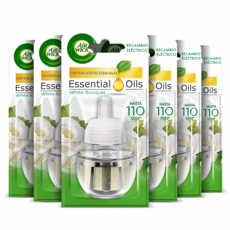 Air Wick Eléctrico - Ambientador para casa con aroma a Flores Blancas - 6 recambios