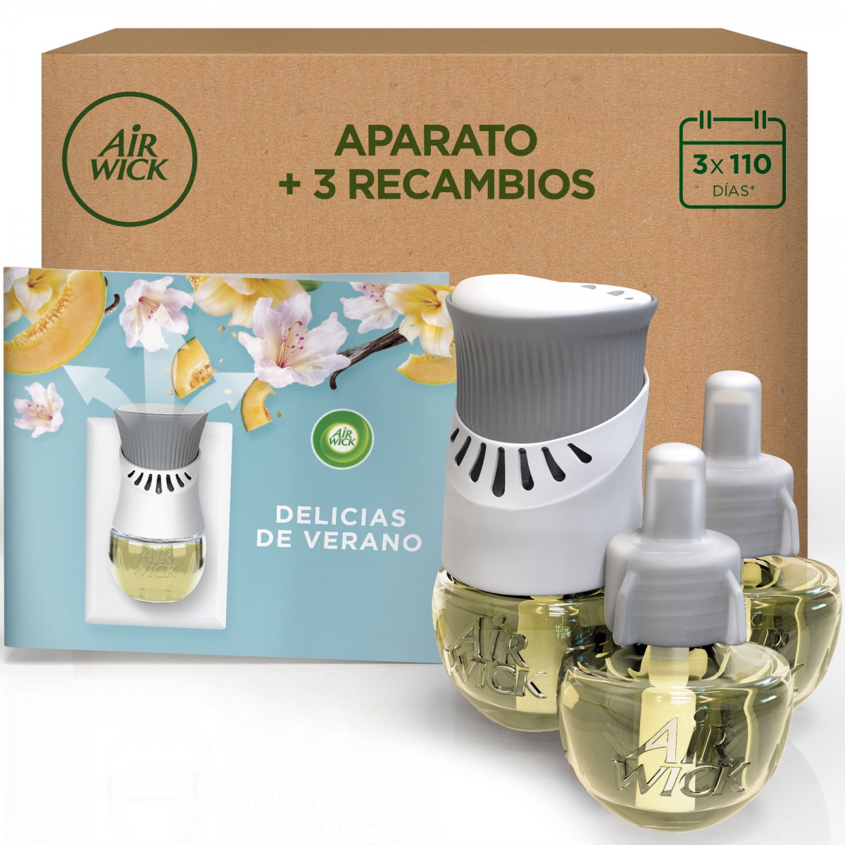 Air Wick Ambientador Electrico Aroma Delicias de Verano 1 Aparato + 3 Recambios